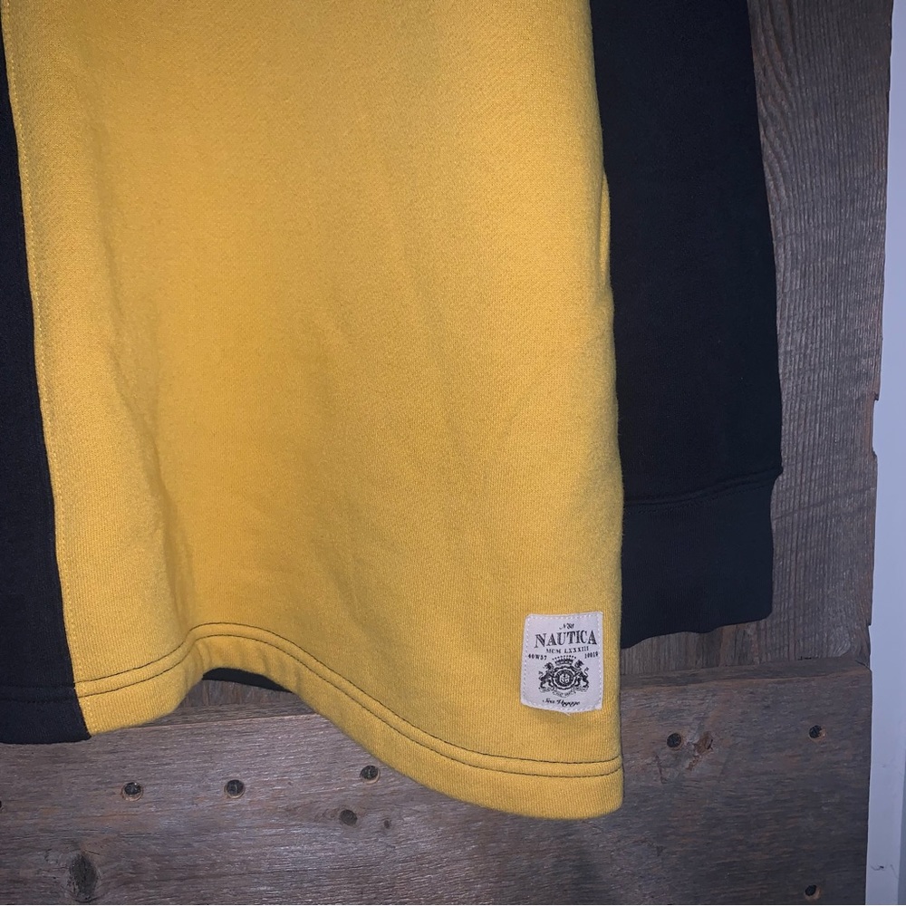 Men’s XXL NAUTICA Navy Yellow Color Block 1983 Coastal Horizon Zip Sweatshirt EC - Picture 8 of 15